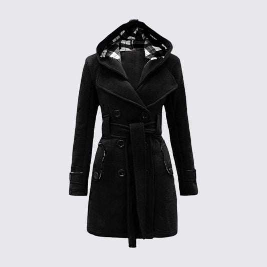 Lora | Women's Hooded Trench Coat with Belt and Long Design - Zenovich