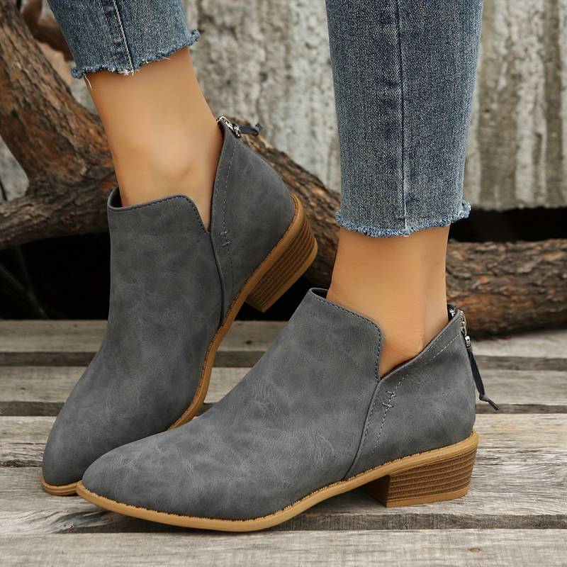 Mira | Women's Leather Ankle Boots Low Heel Elegant Design - Zenovich