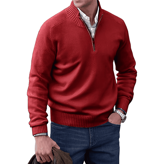 Eric | Men's Cashmere Zip Sweater With Breathable Quarter-Zip Knit - Zenovich